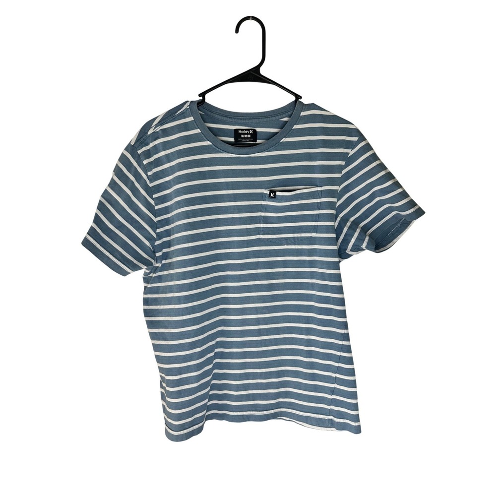 Men's Harley Blue and White Stripe Size Medium Short Sleeve Tee-Shirt
